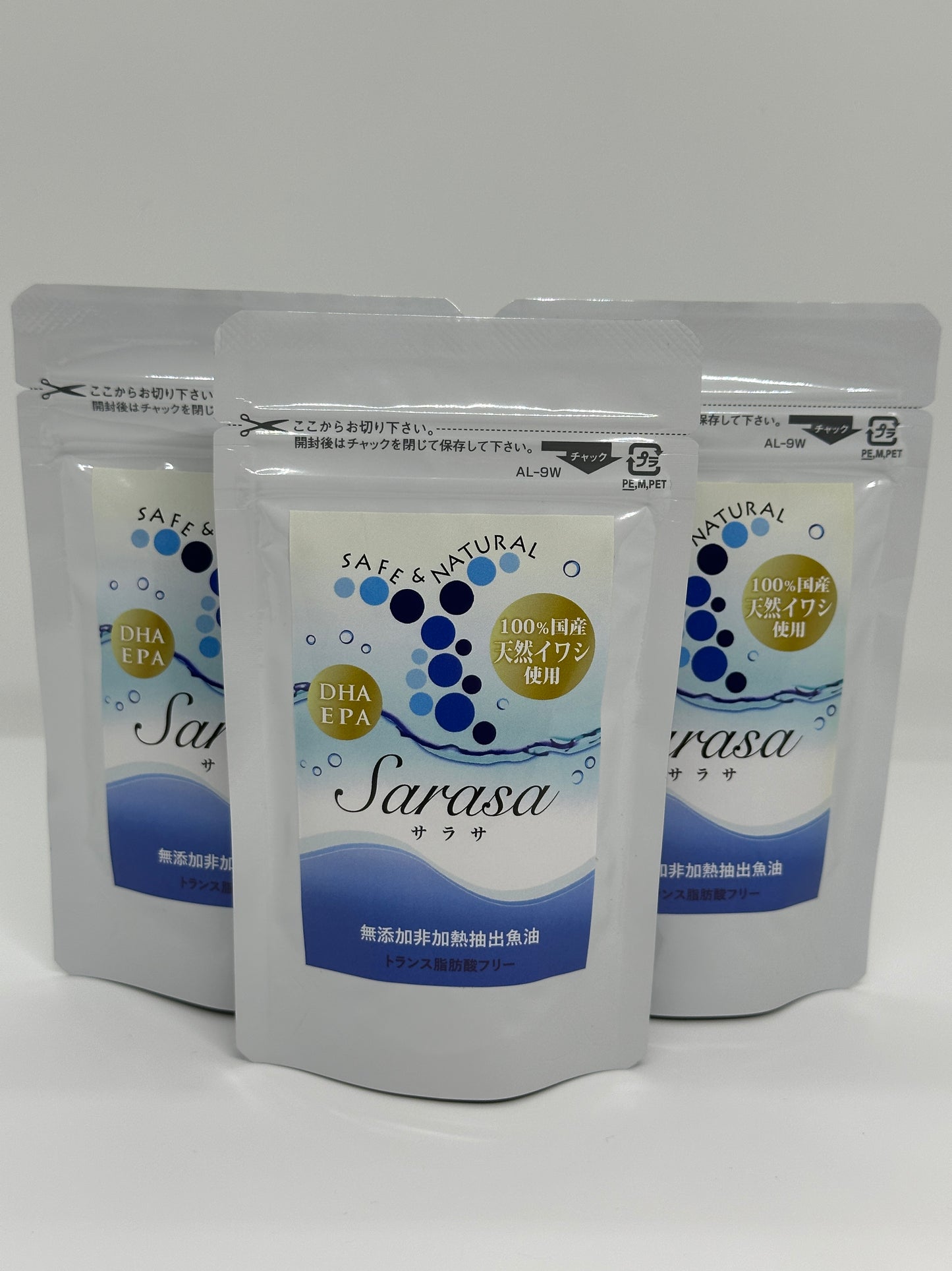 SARASA (サラサ）【天然】ＤＨＡ、ＥＰＡ、ＣｏＱ１０　48g×150粒 3個セット
